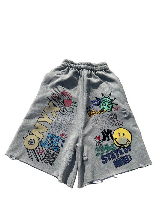 3/4 ART BAGGY SHORTS